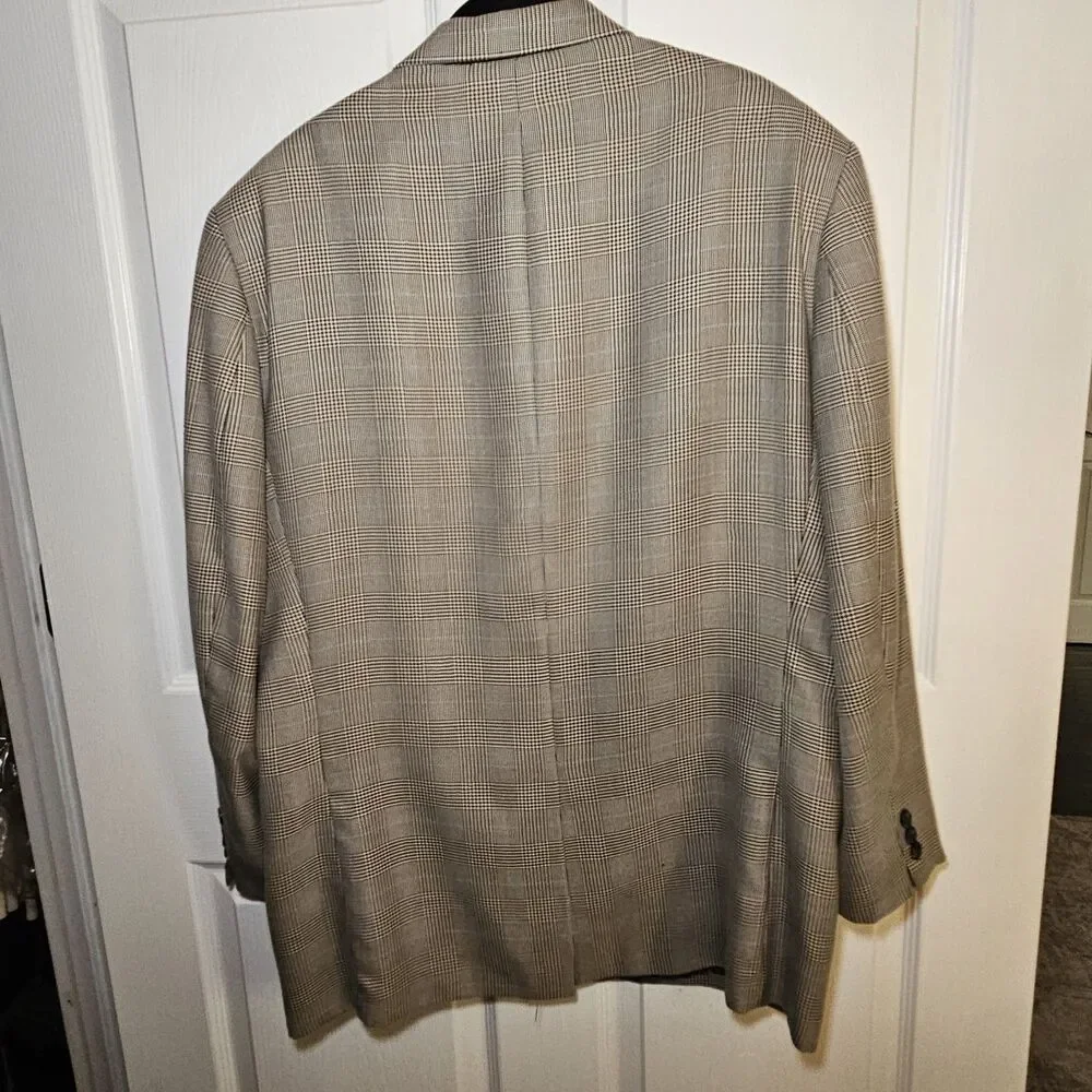 Lauren Ralph Lauren Tan Windowpane Mens Suit Jacket 45R